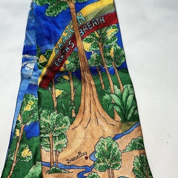 Mens silk Pierre Balmain Amazon graphic colorful tie - Picture 3 of 4
